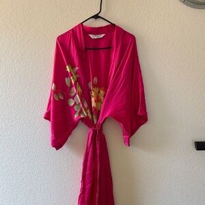 Pink Floral Kimono Robe
